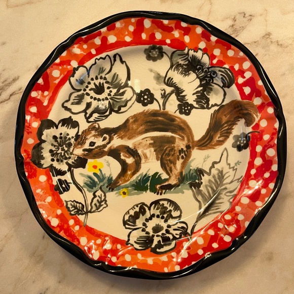 Anthropologie Other - Colorful, Whimsical Anthropologie Nathalie Léte Squirrel/Chipmunk 10” Plate